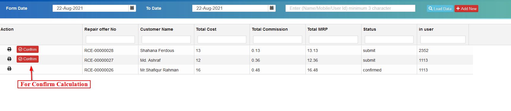 Repair Cost Calculation